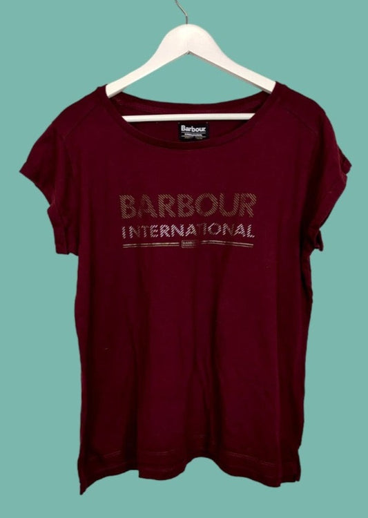 Γυναικεία Μπλούζα BARBOUR σε Βυσσινί Χρώμα με Μεταλλιζέ Στάμπα (Large)