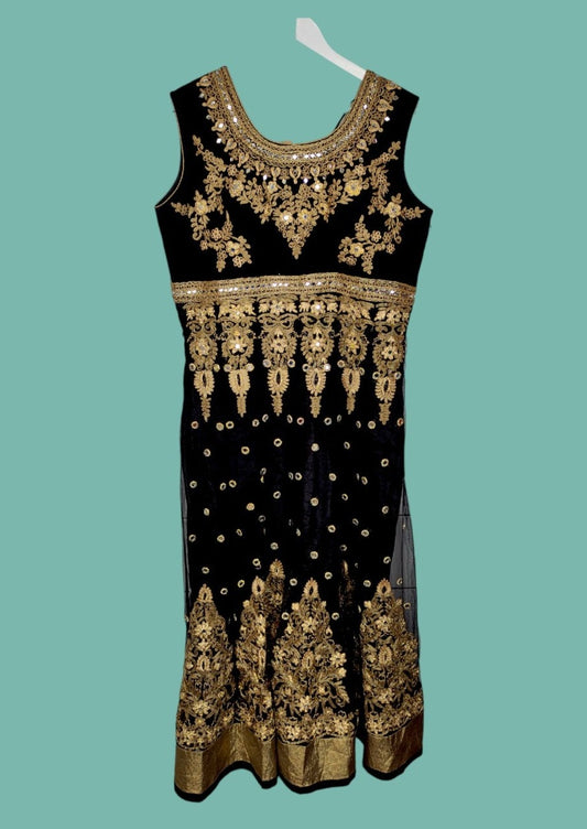 Έθνικ, Vintage Φόρεμα με Περίτεχνο Σχέδιο σε Μαύρο Χρώμα (Large)