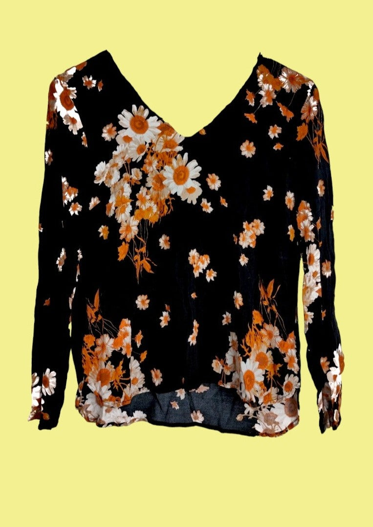 Γυναικεία Φλοράλ Μπλούζα ICHI σε Μαύρο Χρώμα (Small)