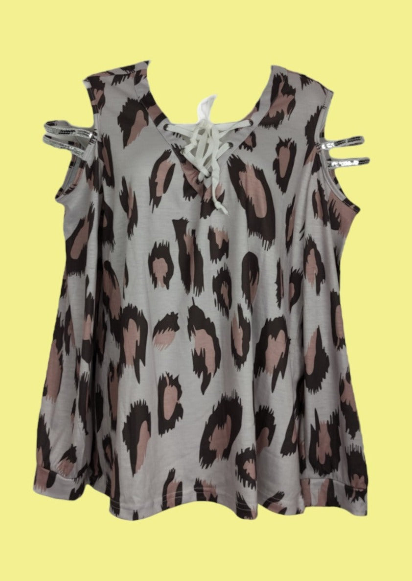 Γυναικεία Μπλούζα SHEILAY με Λεοπάρ Σχέδιο σε Γκρι ανοιχτό Χρώμα (Medium)