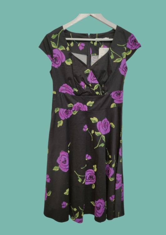 Midi, Φλοράλ Φόρεμα BBONLINEDRESS σε Μαύρο χρώμα (Medium)