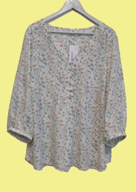 Αέρινη Φλοράλ Γυναικεία Μπλούζα VIOLET + CLAIRE σε Λευκό Χρώμα (XL)