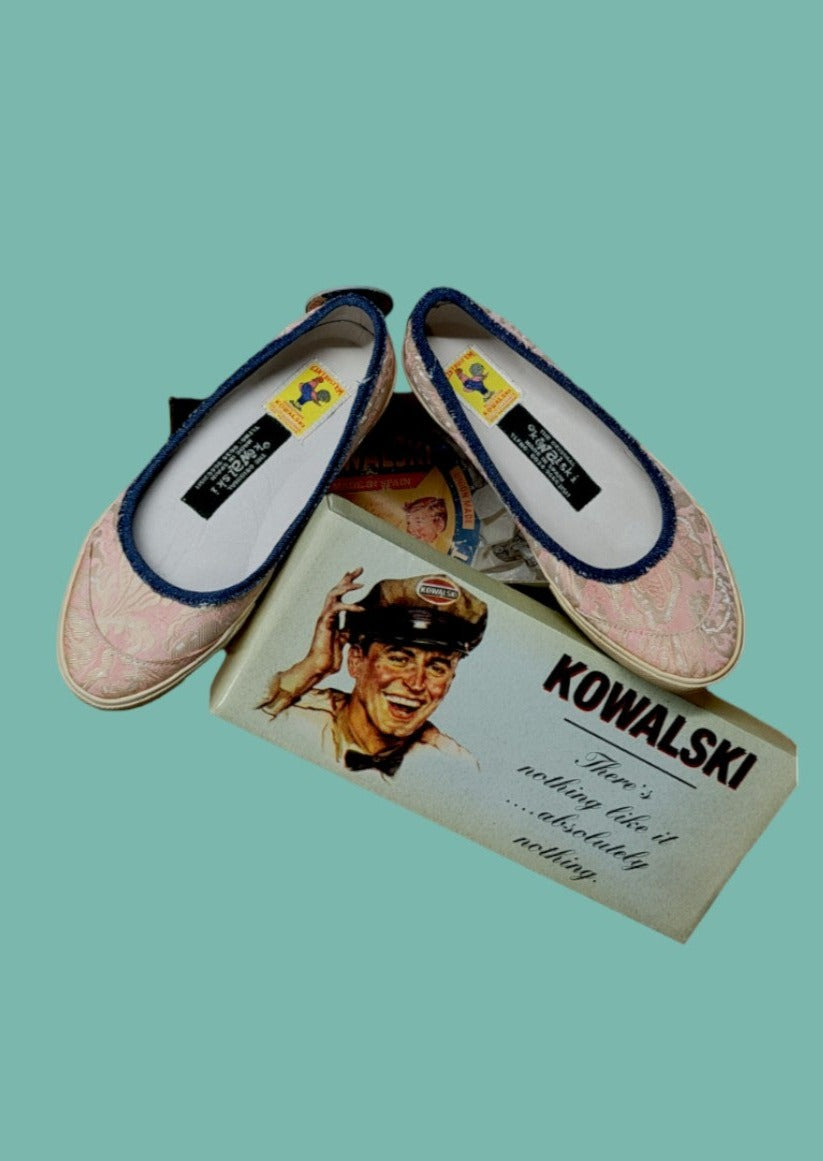 Vintage, Stock, Πάνινα Γυναικεία Παπούτσια KOWALSKI σε Παλ Ροζ - Μπεζ Χρώμα (No 39)