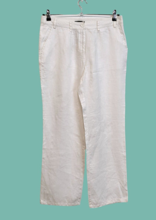 Λινή, Γυναικεία Παντελόνα IN TOWN σε Λευκό Χρώμα (Large)