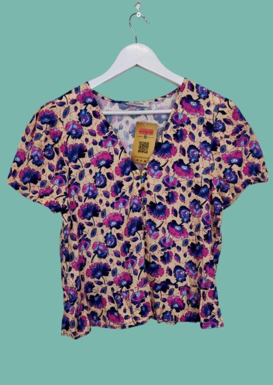 Εμπριμέ, Γυναικεία Μπλούζα MORGAN σε Nude-Μπλε-Μωβ χρώματα (Medium)