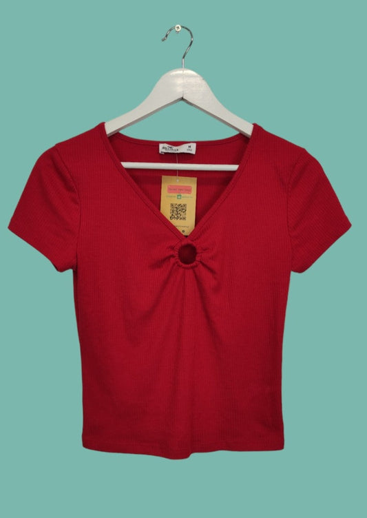 Γυναικείο Ριπ Μπλουζάκι HOLLISTER σε Κόκκινο χρώμα (Small)