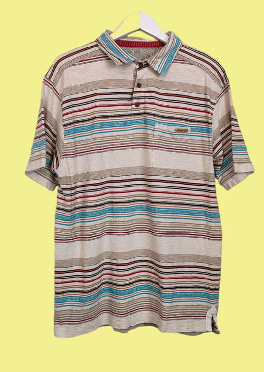 Βαμβακερή, Ανδρική Μπλούζα - T-Shirt τύπου Polo WEIRD FISH σε Nude Χρώμα (Large)