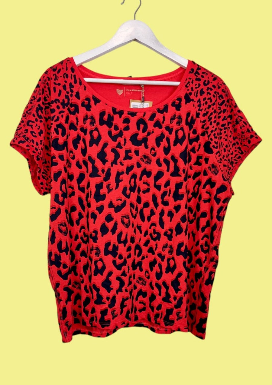 Stock, Animal Print Γυναικεία Μπλούζα σε Κοραλί χρώμα (L/XL)