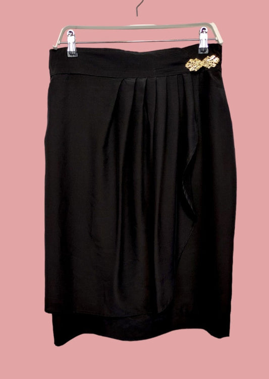 Vintage, Ιταλική, Midi Φούστα σε Μαύρο χρώμα (Medium)