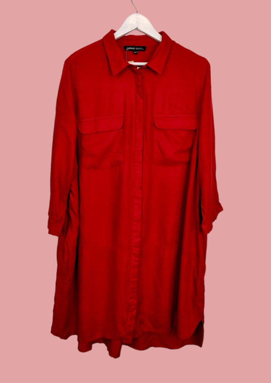 Stock, Γυναικείο Πουκαμισο-Φόρεμα CAPSULE σε Κόκκινο Χρώμα (Large)
