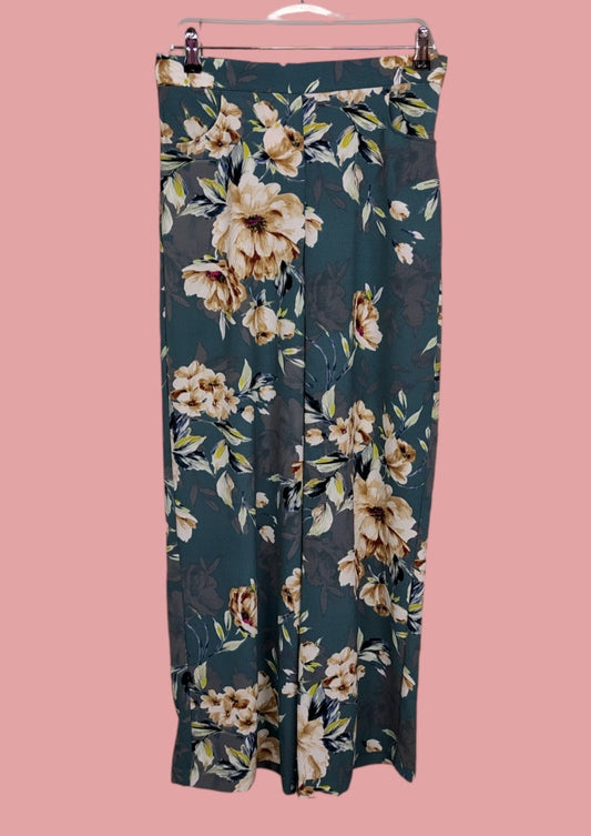 Stock, Φλοράλ, Γυναικείo Παντελόνι PEACOCKS σε Βεραμάν χρώμα (Medium)