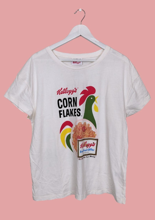 Vintage, Γυναικεία, Κοντομάνικη Μπλούζα T-Shirt KELLOGG'S σε Μπεζ χρώμα (Large