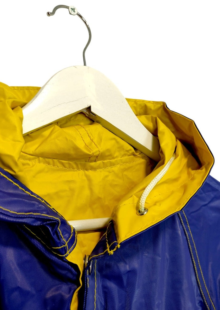 Double face, Vintage, Αδιάβροχο Ανδρικό Μπουφάν σε Μπλε-Κίτρινο Χρώμα (XL/2XL)