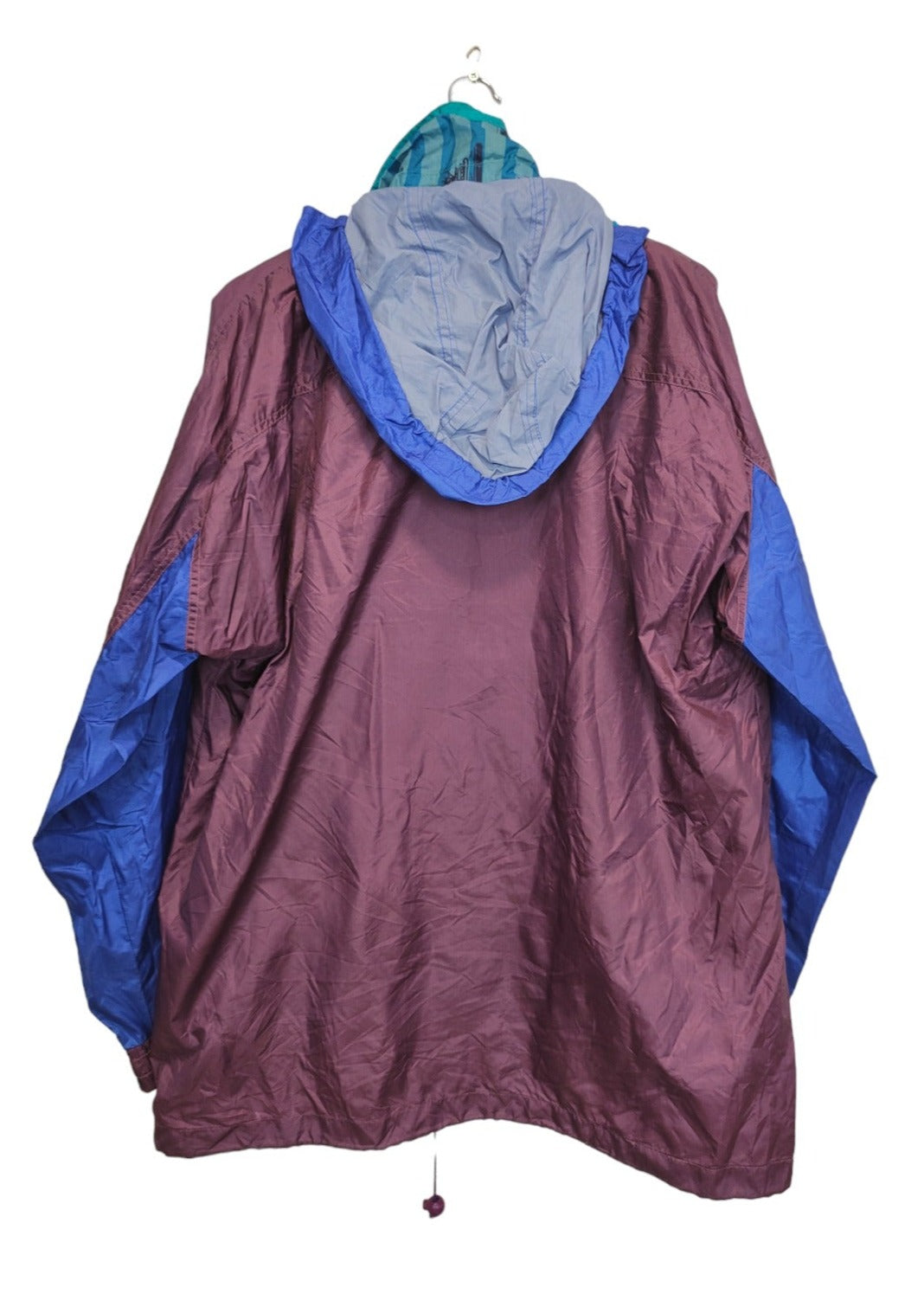 Vintage, Αδιάβροχο Ανδρικό Μπουφάν Μελιτζανί - Γαλάζιο Χρώμα (XL/2XL)