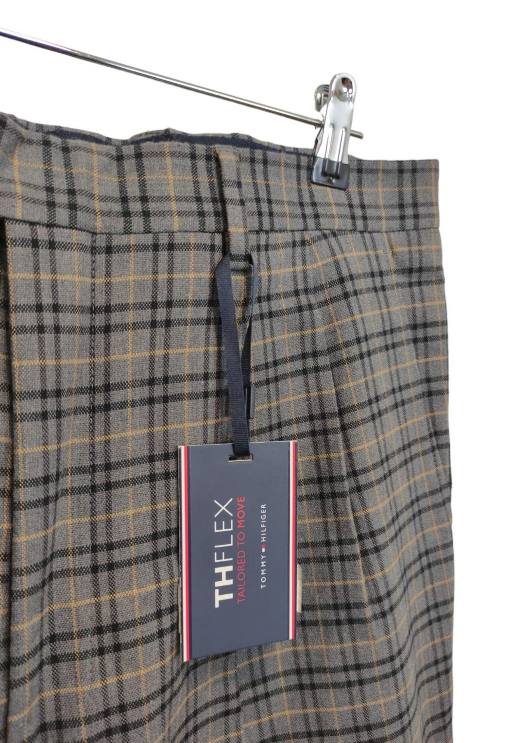 Stock, Vintage Style, Καρό Aνδρικό Παντελόνι TOMMY HILFIGER σε Γκρι χρώμα (50-L)
