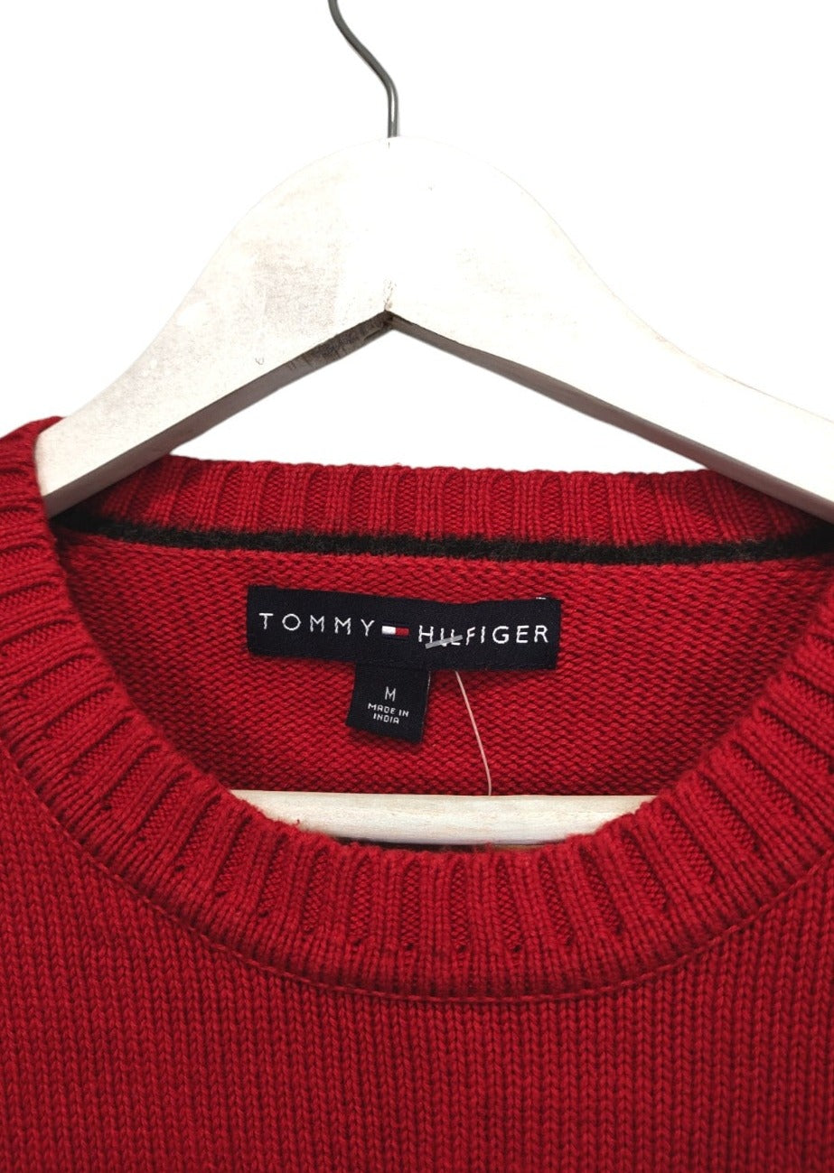 Πλεκτή Ανδρική Μπλούζα/Πουλόβερ TOMMY HILFIGER σε Κόκκινο χρώμα (Medium)