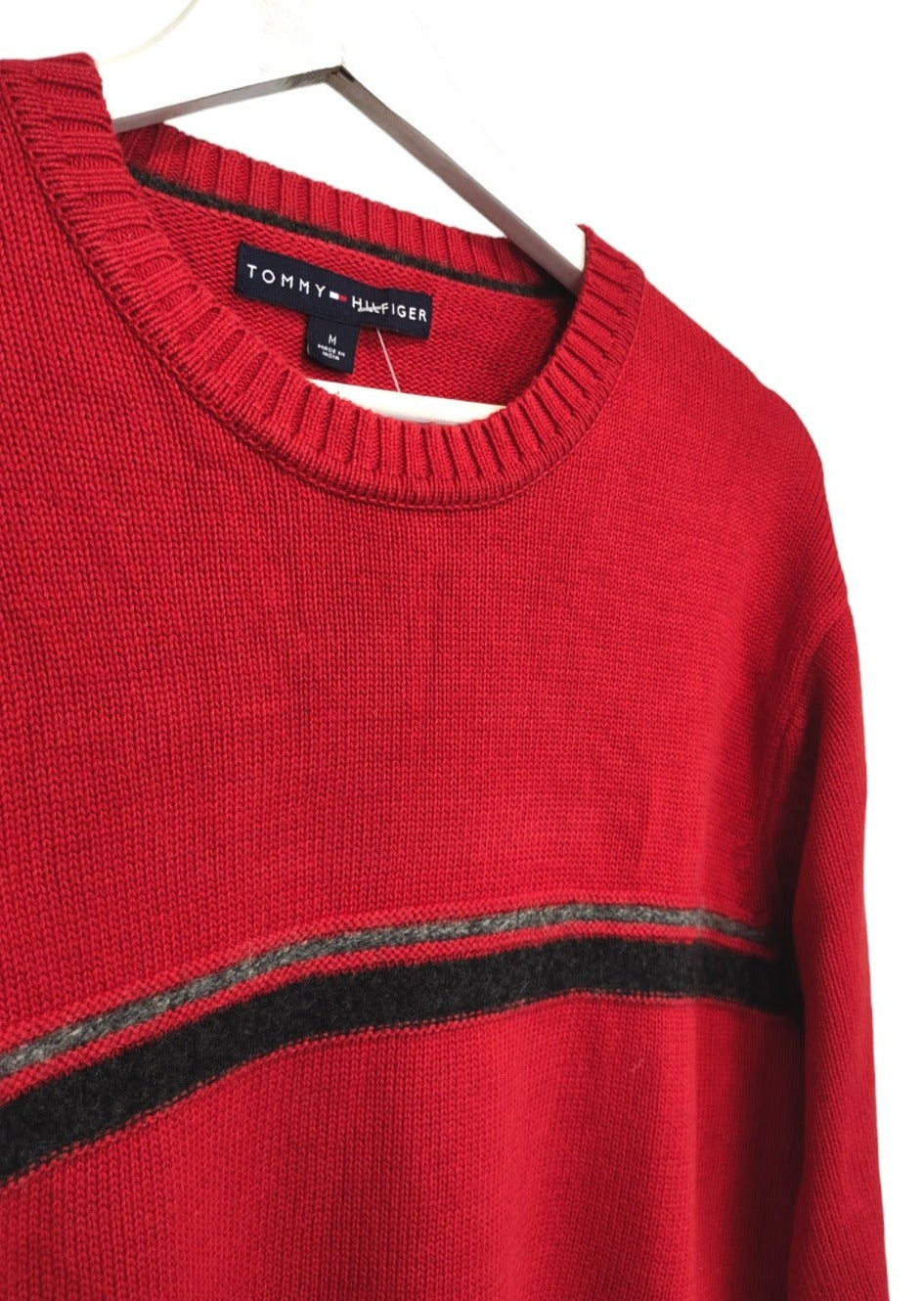 Πλεκτή Ανδρική Μπλούζα/Πουλόβερ TOMMY HILFIGER σε Κόκκινο χρώμα (Medium)