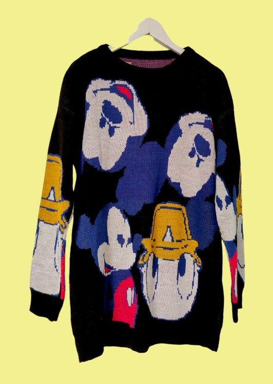 Vintage, Πλεκτή Γυναικεία Μπλούζα σε Μαύρο Χρώμα (L/XL)