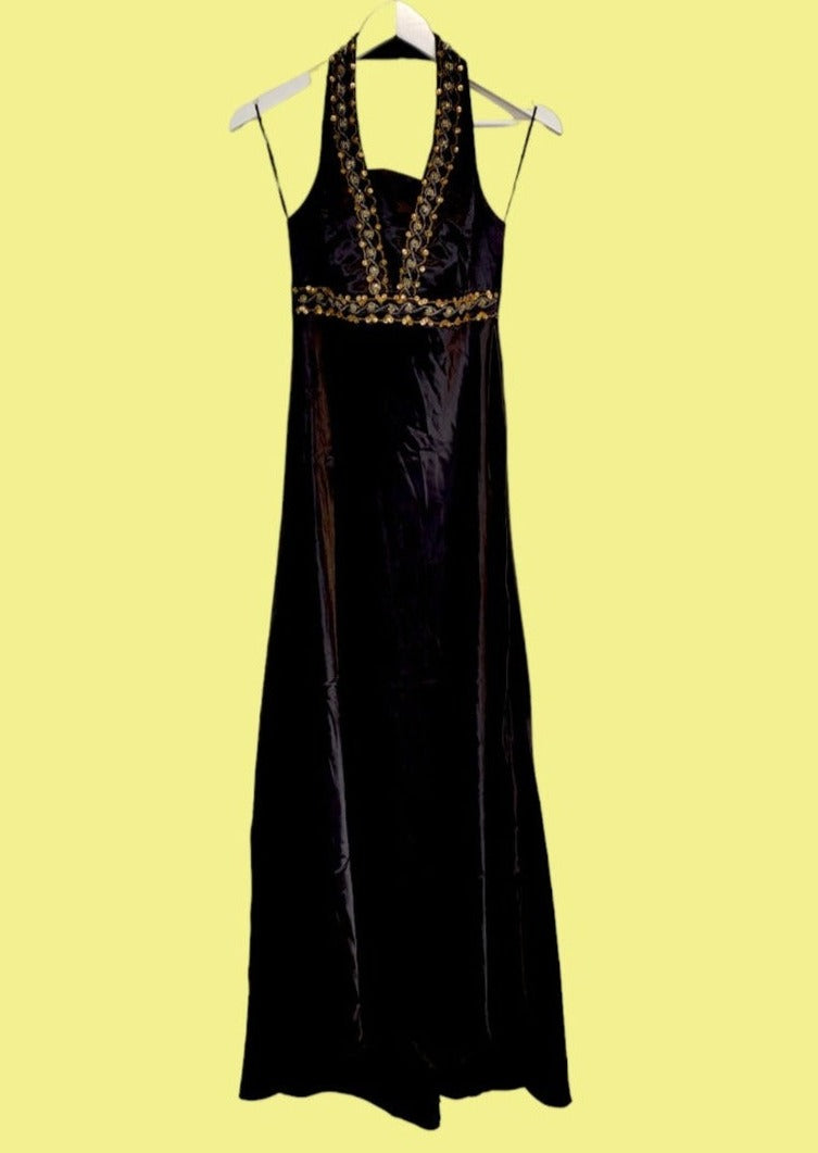 Maxi, Σατέν, Αμπιγιέ Φόρεμα σε Μαύρο χρώμα (XS)