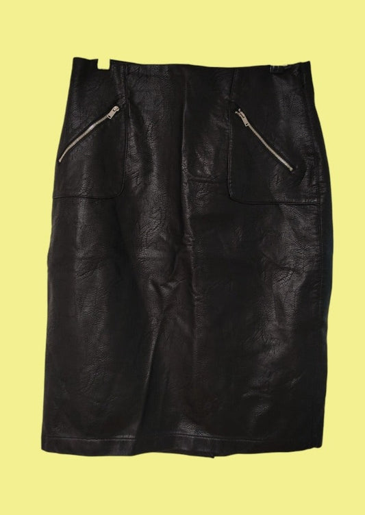 Branded, Midi Φούστα Δερματίνης σε ίσια γραμμή σε Μαύρο χρώμα (Large)