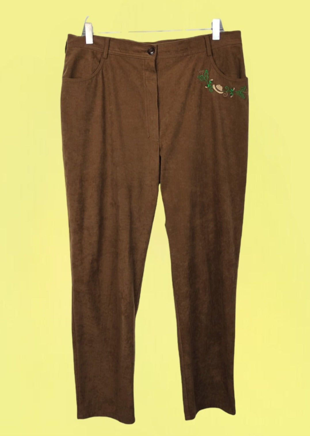 Vintage, Στυλ Καστόρ Γυναικείο Παντελόνι σε Καφέ Χρώμα (XL)