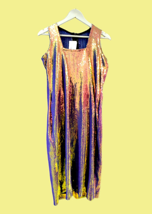 Βραδινό Ελαστικό Φόρεμα σε Μωβ Χρώμα με Παγιέτες (XL)