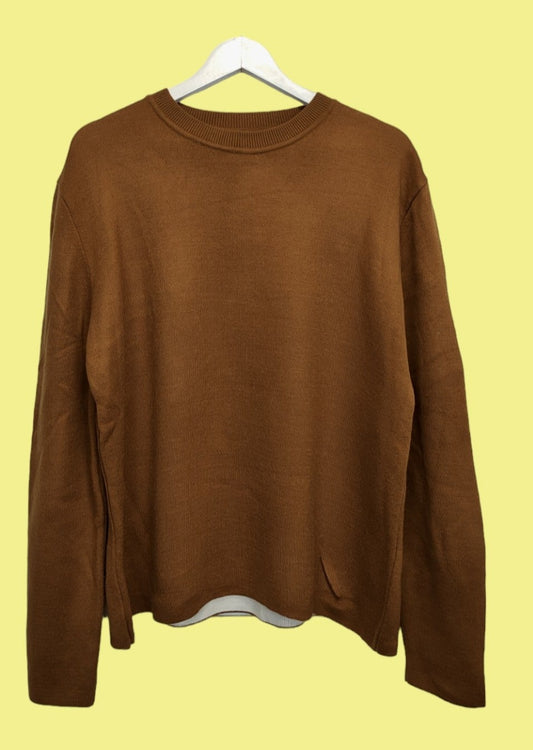 Πλεκτή Ανδρική Μπλούζα/Πουλόβερ TOPMAN σε Καφέ χρώμα (Large)