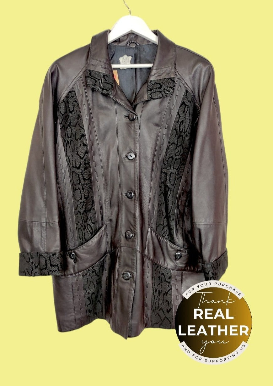 Vintage, Γυναικείο, Δερμάτινο Παλτό σε Μαύρο χρώμα (Large)
