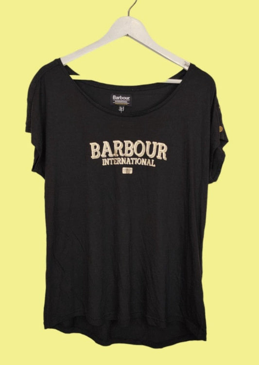 Γυναικεία Μπλούζα BARBOUR σε Μαύρο χρώμα με Μεταλλιζέ Στάμπα (Large)