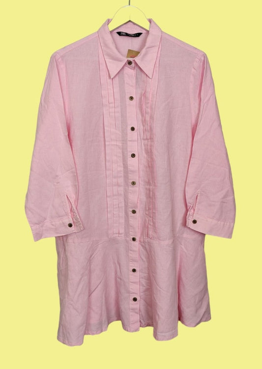 Γυναικεία Πουκαμίσα/Μίνι Φόρεμα σε Ροζ χρώμα (L/XL)
