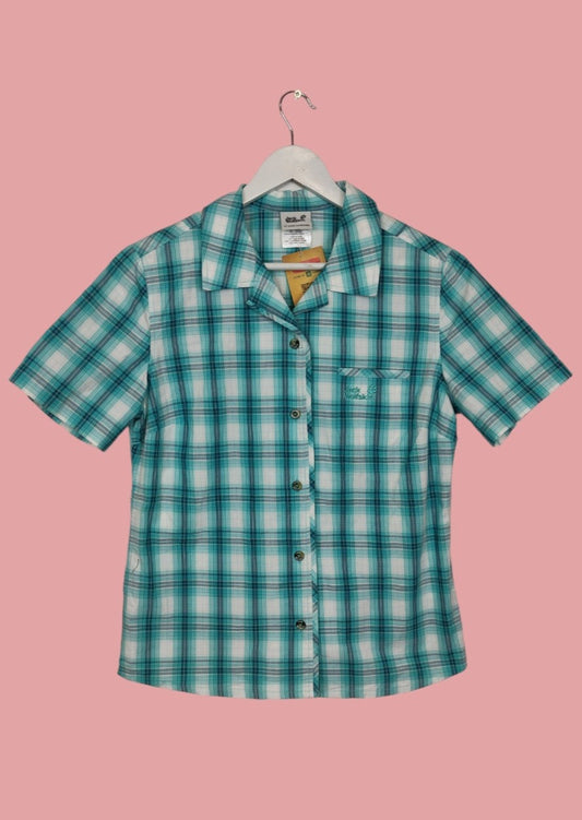 Κοντομάνικο, Καρό Γυναικείο Πουκάμισο JACK WOLFSKIN σε Βεραμάν χρώμα (Medium)