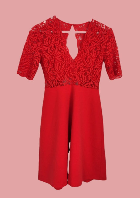 Stock, Κλος Φόρεμα ZARA σε Κόκκινο Χρώμα με Δαντέλα (XS)