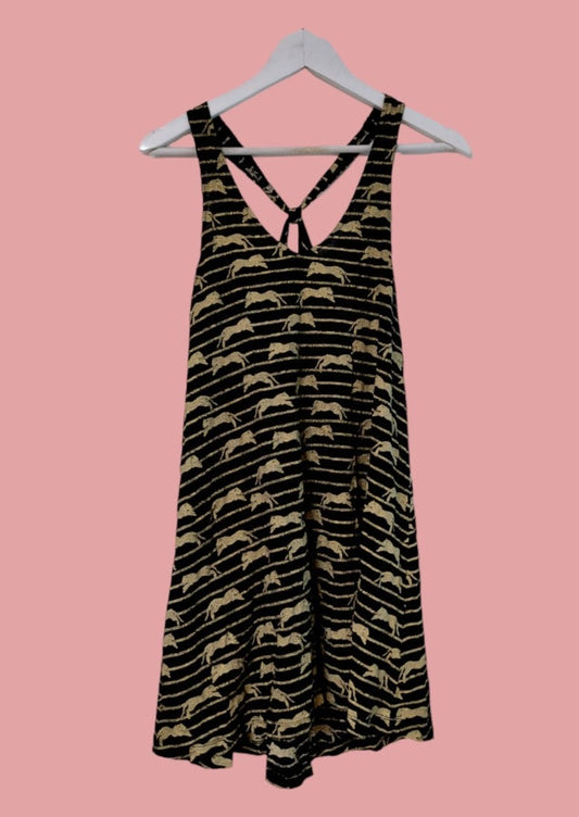 Animal Print Φόρεμα H&M σε Μαύρο - Χρυσό χρώμα (XS)