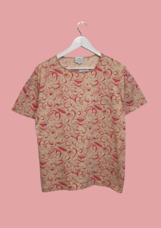 Premium Branded, Εμπριμέ Γυναικεία Μπλούζα - T-Shirt σε Παλ Ροζ Χρώμα (XL)