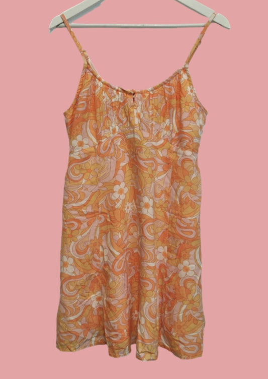 Stock Τιραντάκι Φλοράλ Φόρεμα HOLLISTER σε Πορτοκαλί Χρώμα (M/L)