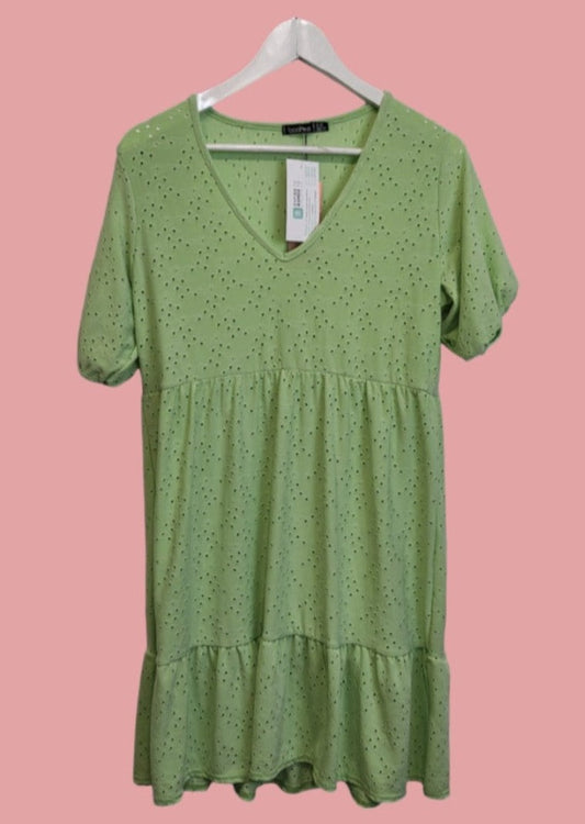Stock, Mini, Κηπούρ Φόρεμα ΒΟΟΗΟΟ σε Ανοιχτό Λαχανί χρώμα (M/L)
