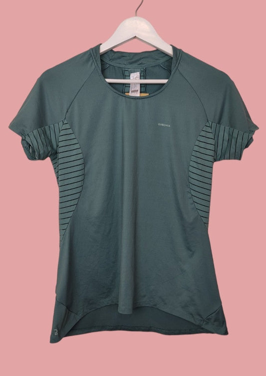 Εφαρμοστή, Γυναικεία Αθλητική Μπλούζα - T-Shirt QUECHUA σε Dirty Βεραμάν χρώμα (Large)