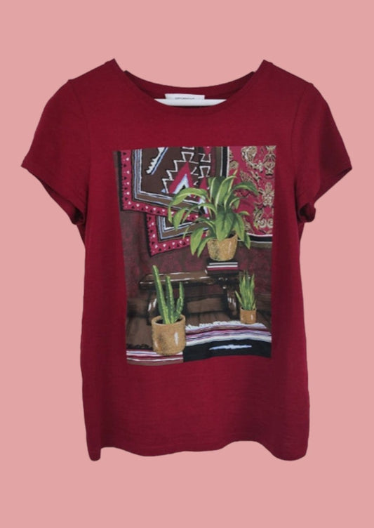 Γυναικείο T-Shirt PROMOD σε Μπορντό Χρώμα (Small)
