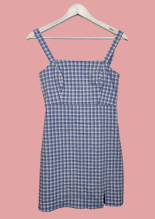 Καρό, Μίνι Ελαστικό Φόρεμα HOLLISTER σε Σιέλ Χρώμα (Small)