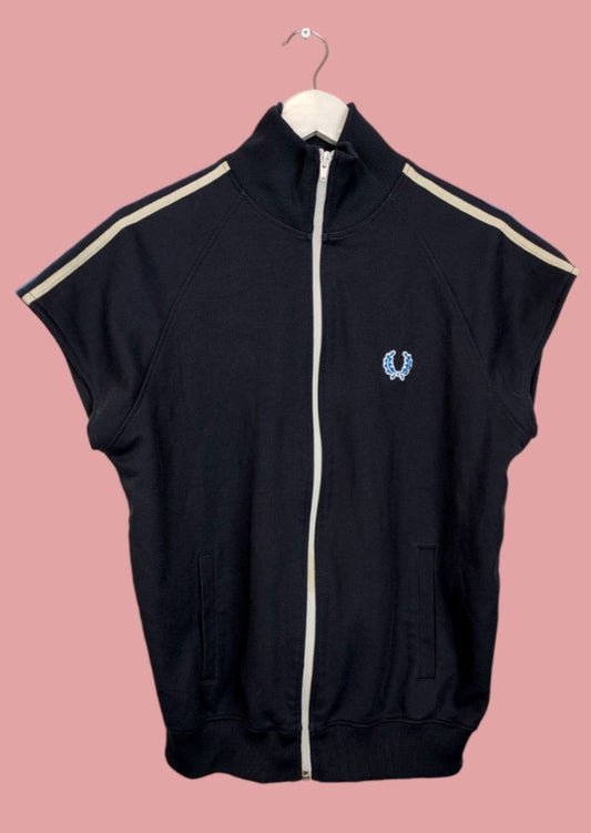 Αμάνικη, Αθλητική Ανδρική Ζακέτα FRED PERRY σε Μαύρο - Μπλε Χρώμα Small)