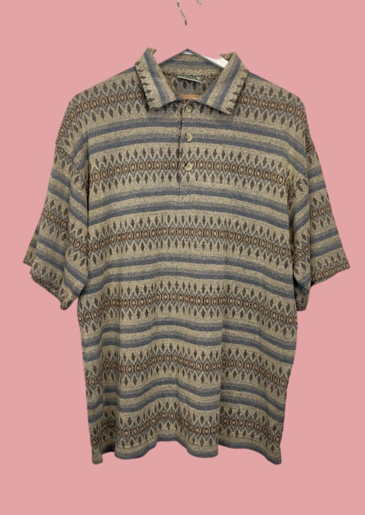 Εμπριμέ Ανδρική Μπλούζα - T- Shirt LERROS σε Γήινα χρώματα (Large)