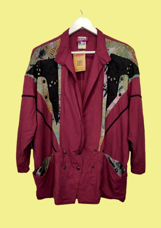 Vintage, Γυναικείο Σακάκι YESSICA σε Μελιτζανί χρώμα (Large)