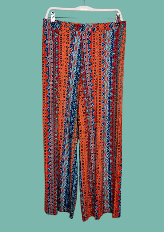 Εμπριμέ, Γυναικεία Παντελόνα GEORGE σε Πορτοκαλί - Μπλε Χρώμα (Large)