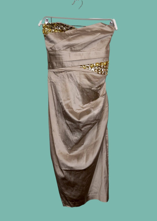 Αμπιγιέ, Strapless Φόρεμα ASOS με Σαπανιζέ χρώμα με Πέτρες (Small)