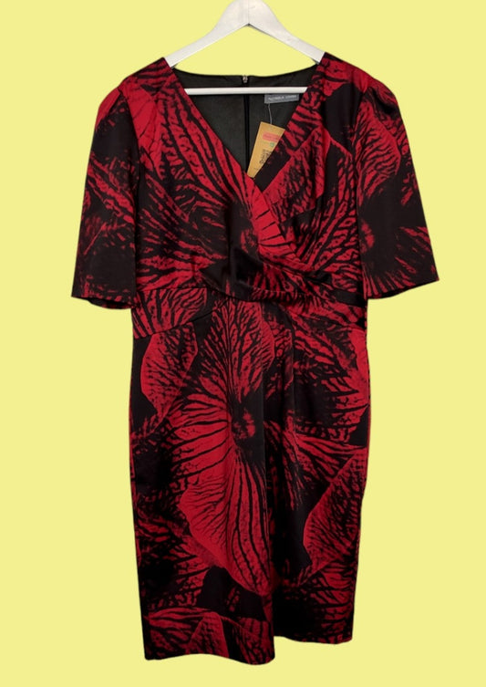 Vintage Style, Midi, Εμπριμέ, Φόρεμα MICHAELA LOUISA σε Κόκκινο-Μαύρο Χρώμα (Large)
