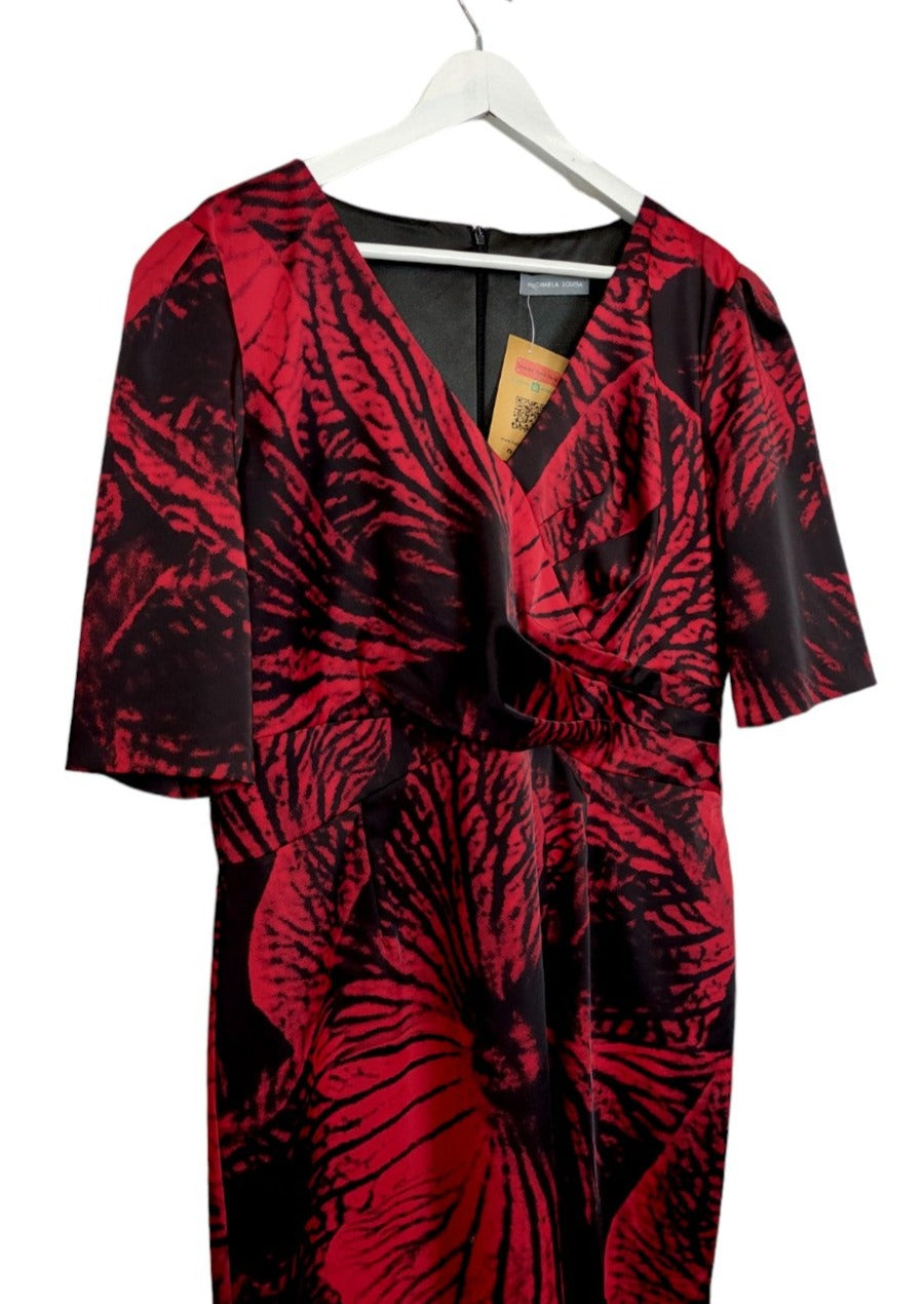 Vintage Style, Midi, Εμπριμέ, Φόρεμα MICHAELA LOUISA σε Κόκκινο-Μαύρο Χρώμα (Large)