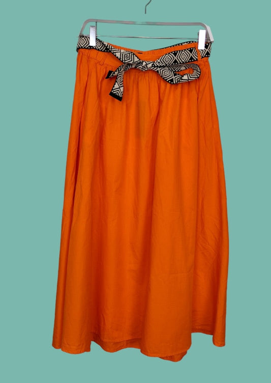 Stock, Μοντέρνα Maxi Φούστα PIOMBO σε Πορτοκαλί χρώμα (Medium)