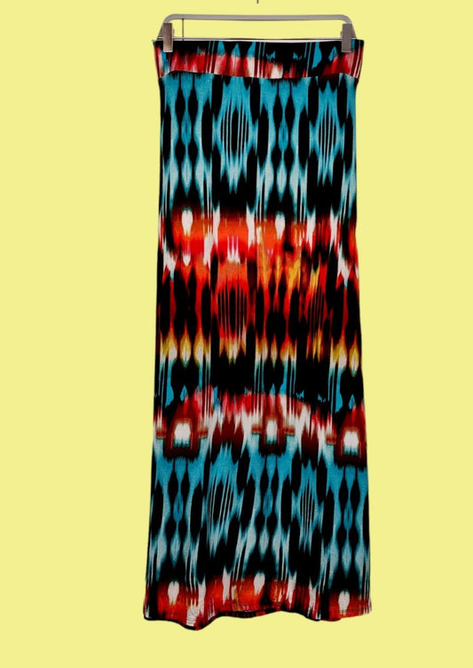 Εμπριμέ, Maxi Φούστα από Ραγιόν ANA με Έντονους χρωματισμούς (2XL)