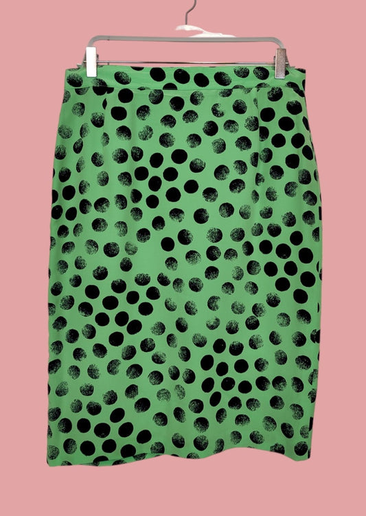 Μεταξωτή, Vintage, Under the Knee Φούστα FINK σε Πράσινο χρώμα (Medium)