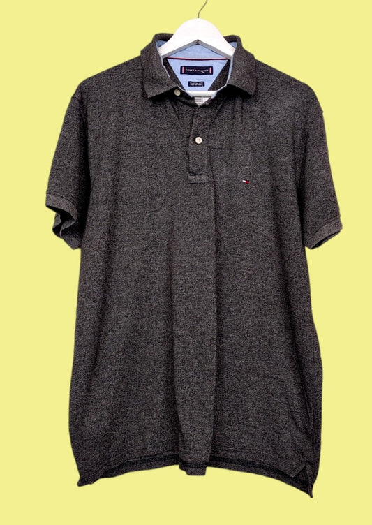 Ανδρική, Kοντομάνικη Μπλούζα -T-Shirt τύπου Polo TOMMY HILFIGER Custom Fit σε Σκούρο Γκρι χρώμα (Small)